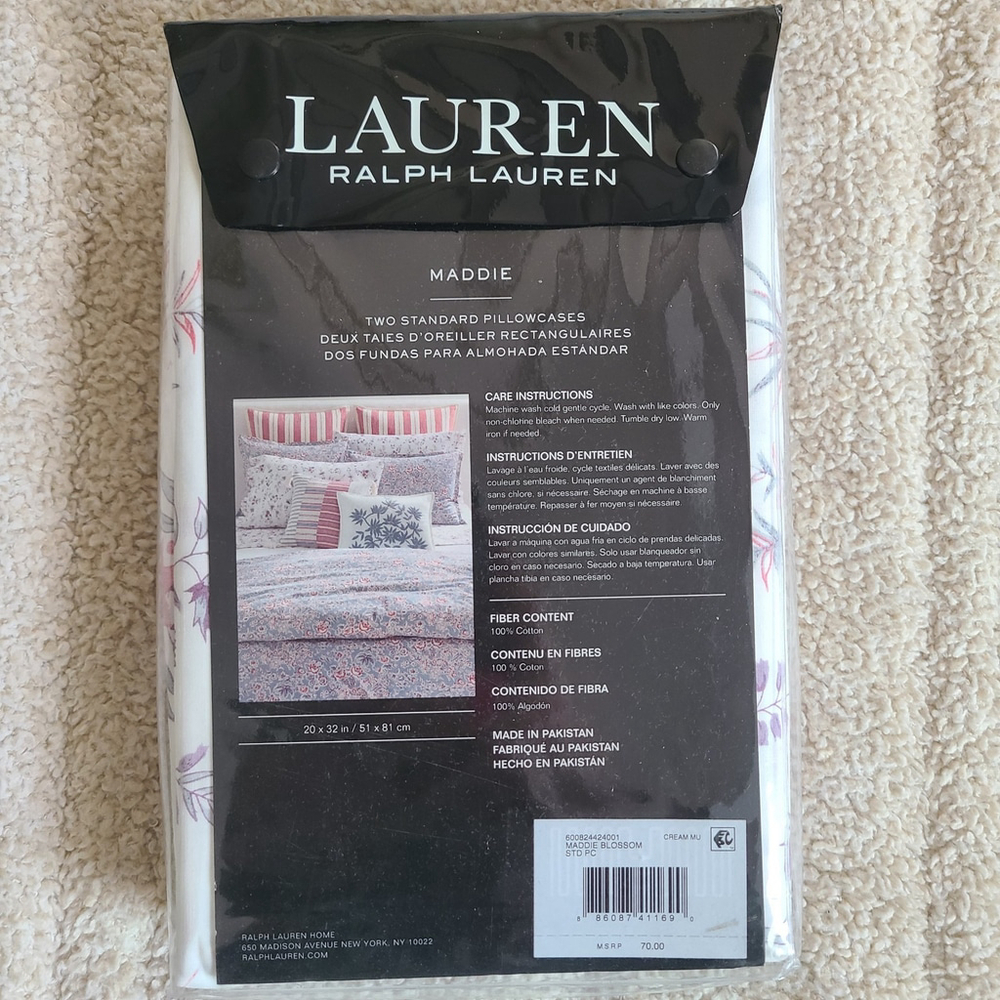 NEW Ralph Lauren Maddie Blossom Floral 2 Standard Pillowcases 20x32 100% Cotton - Picture 2 of 7